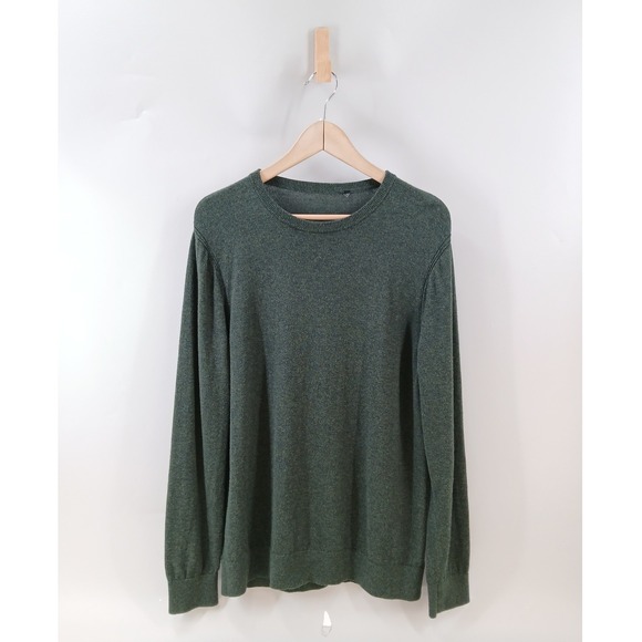 Theory Riland Harman Sweater Mens Large Green Merino Wool Pullover Crewneck